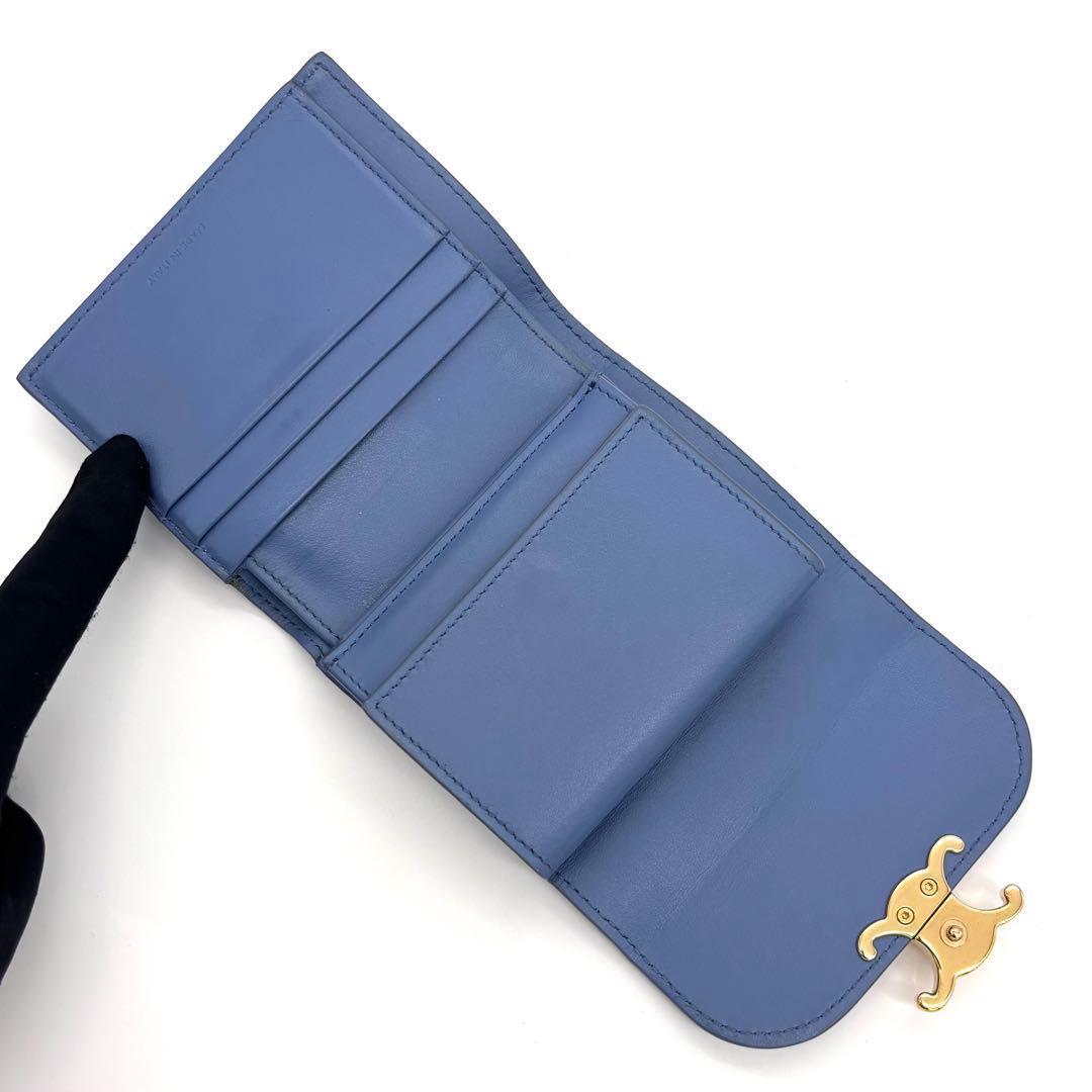 Celine Small Flap Wallet Triomphe Trifold Blue — view 3