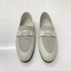 Hermes Paris Leather Canvas Loafers Ivory — view 2