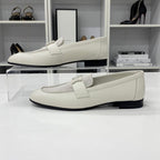 Hermes Paris Leather Canvas Loafers Ivory — view 3