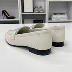 Hermes Paris Leather Canvas Loafers Ivory — view 4
