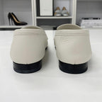 Hermes Paris Leather Canvas Loafers Ivory — view 5