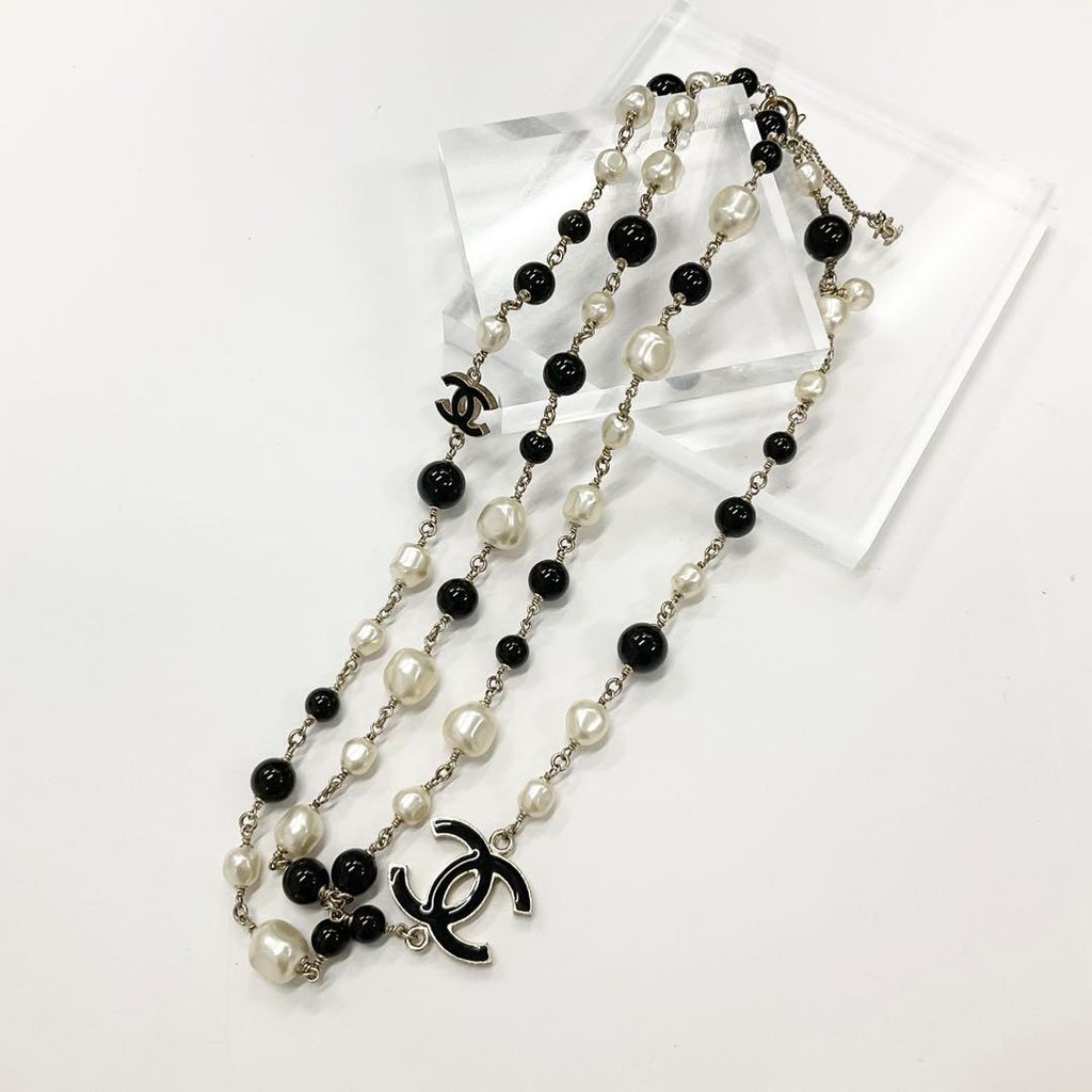 Chanel Necklace CC Logo Pearl Long Gold