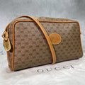 Gucci GG Shoulder Bag Brown Beige Leather Logo