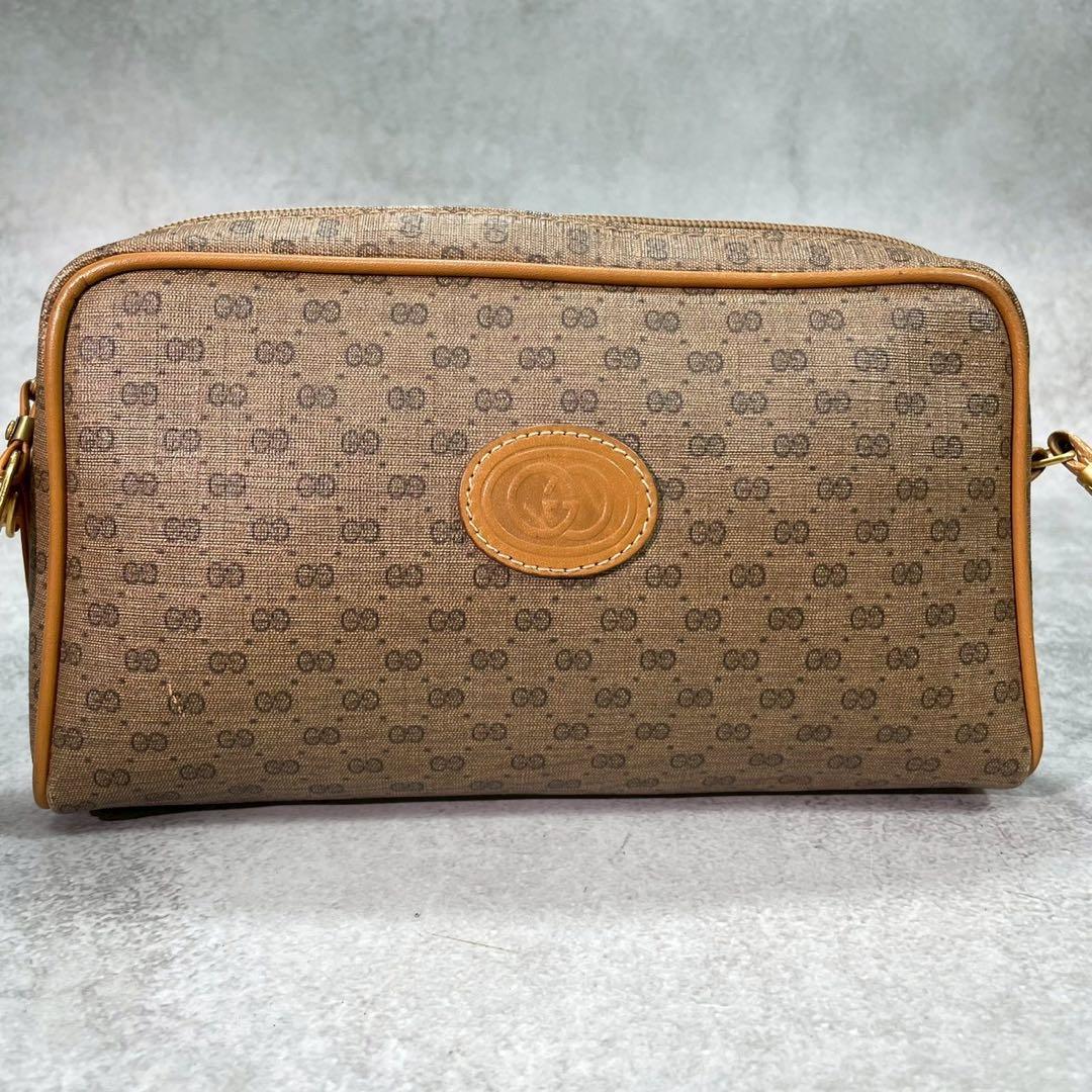 Gucci GG Shoulder Bag Brown Beige Leather Logo — view 2