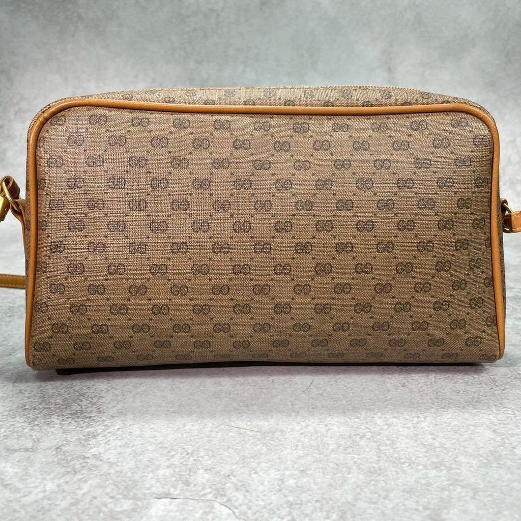 Gucci GG Shoulder Bag Brown Beige Leather Logo — view 3