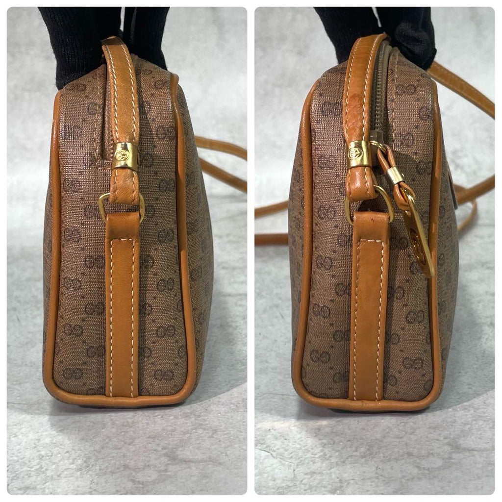 Gucci GG Shoulder Bag Brown Beige Leather Logo — view 7