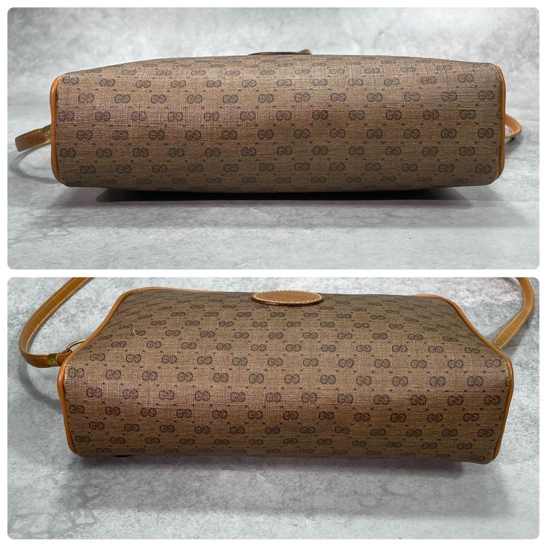 Gucci GG Shoulder Bag Brown Beige Leather Logo — view 8