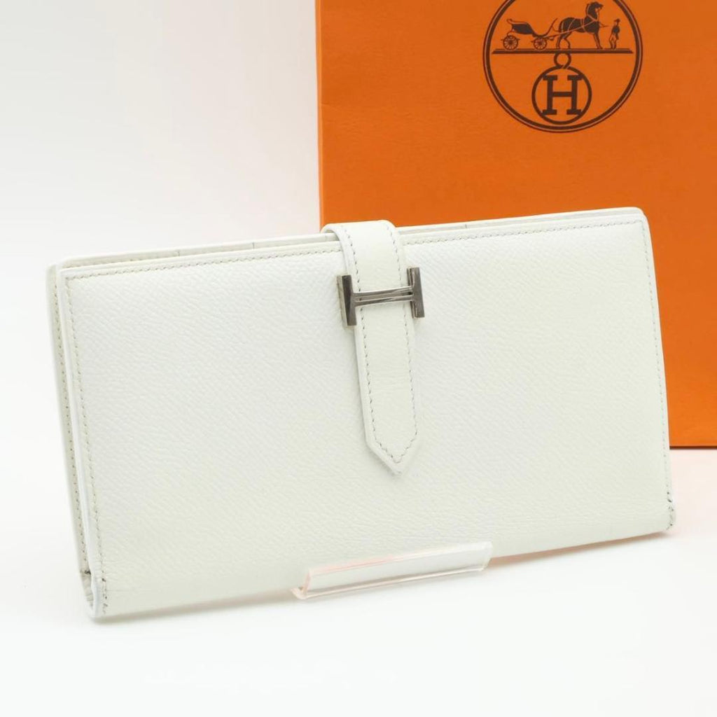 Hermes Bearn Soufflet Wallet Veau Epsom White