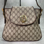 Gucci GG Shoulder Bag Brown Beige Leather Logo — view 2