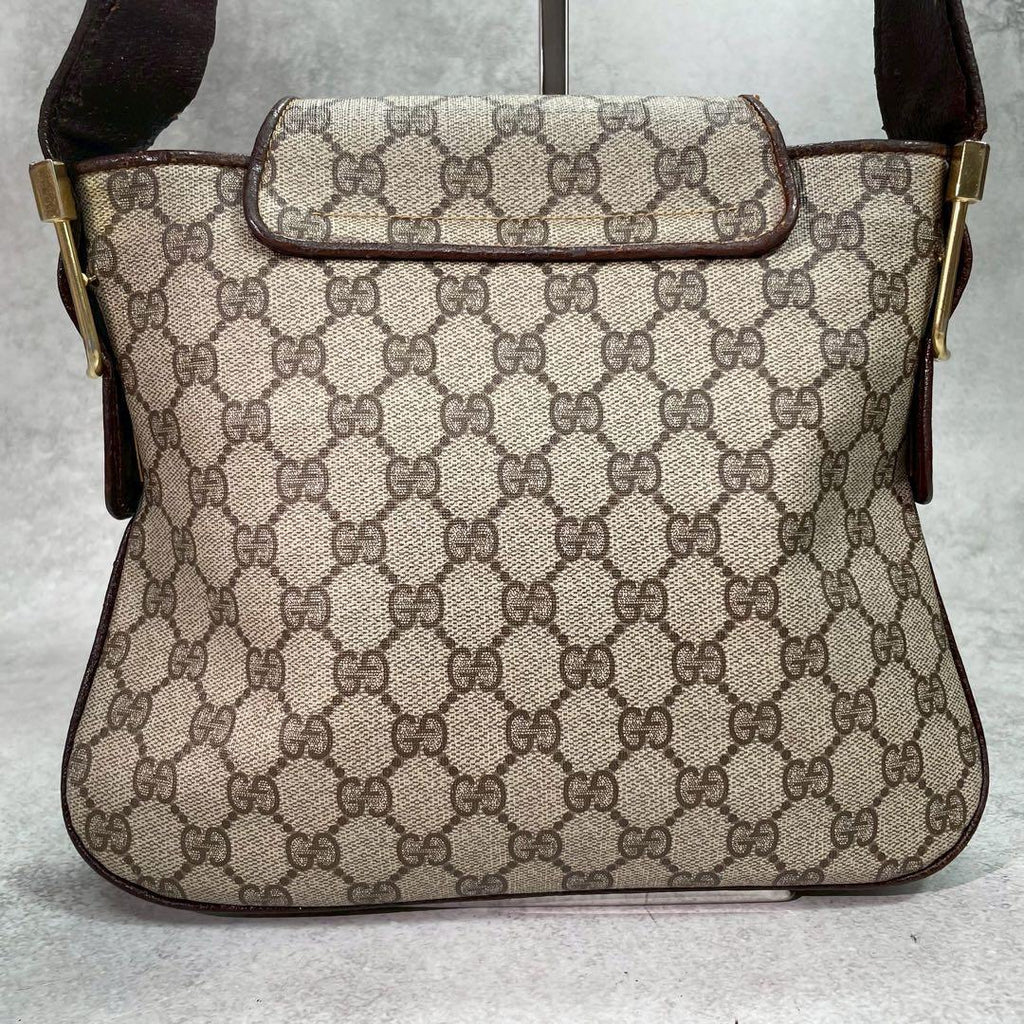 Gucci GG Shoulder Bag Brown Beige Leather Logo — view 3