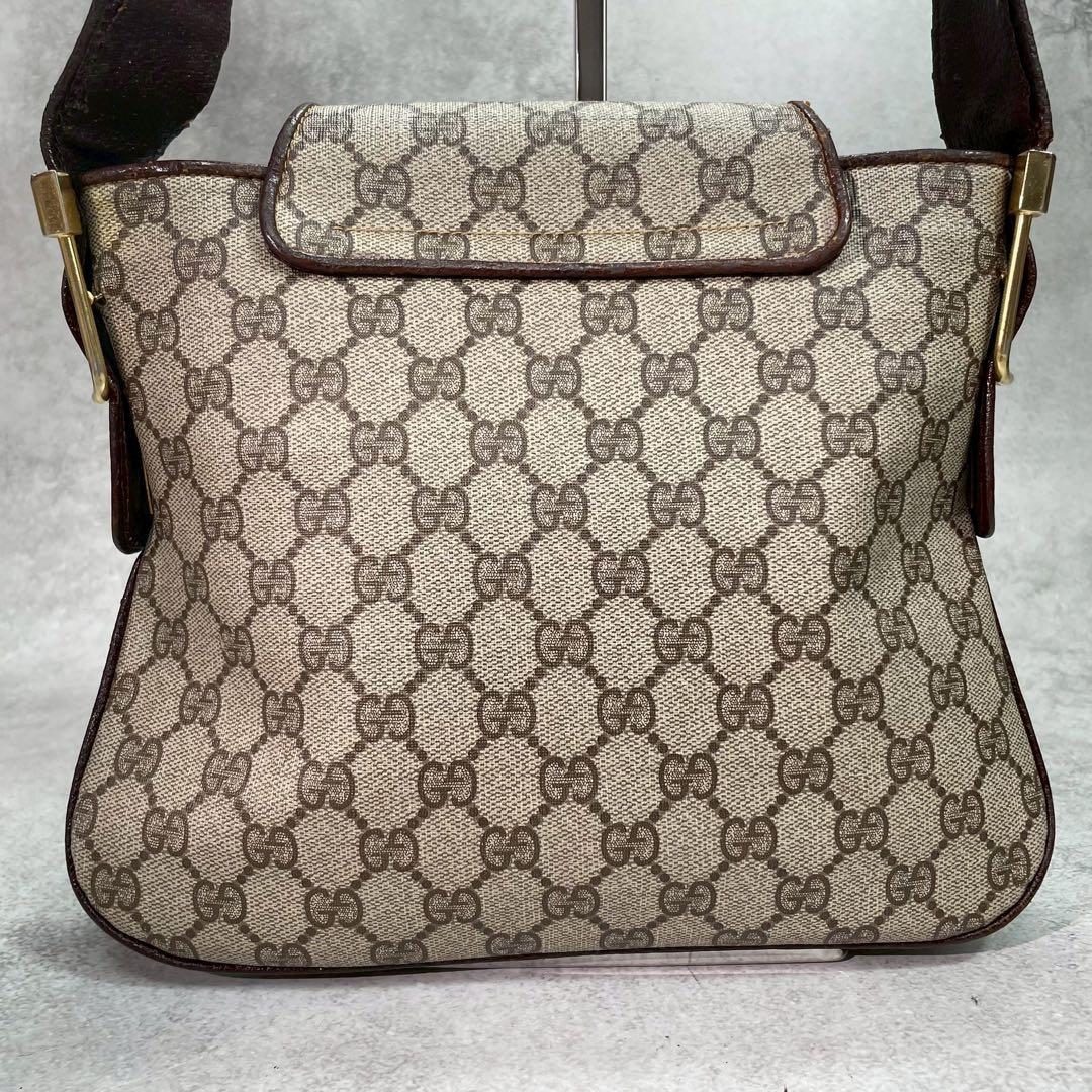 Gucci GG Shoulder Bag Brown Beige Leather Logo — view 3