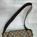 Gucci GG Shoulder Bag Brown Beige Leather Logo — view 4