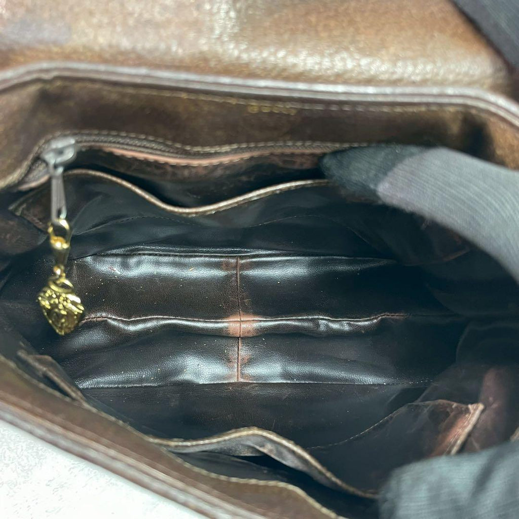 Gucci GG Shoulder Bag Brown Beige Leather Logo — view 5