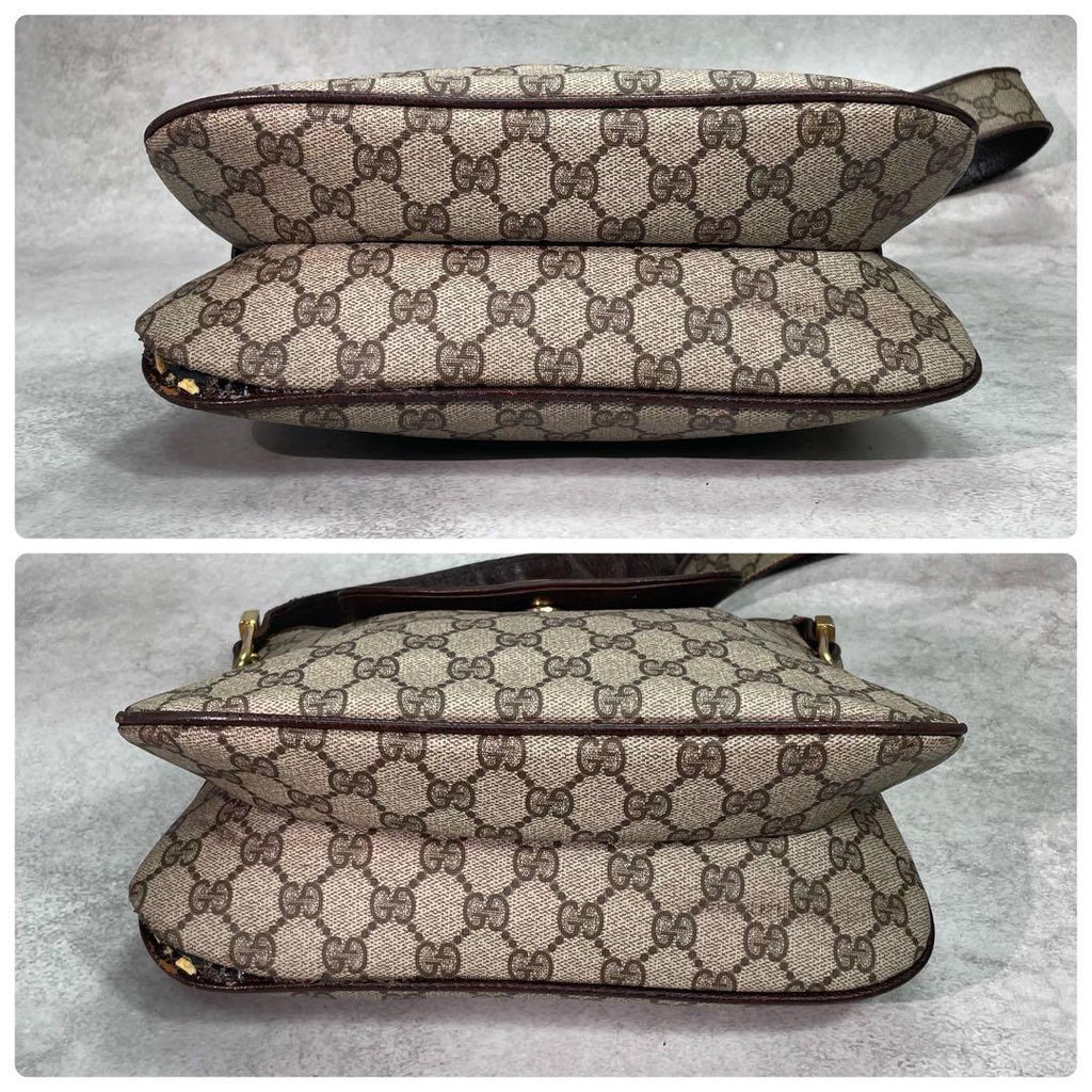 Gucci GG Shoulder Bag Brown Beige Leather Logo — view 8