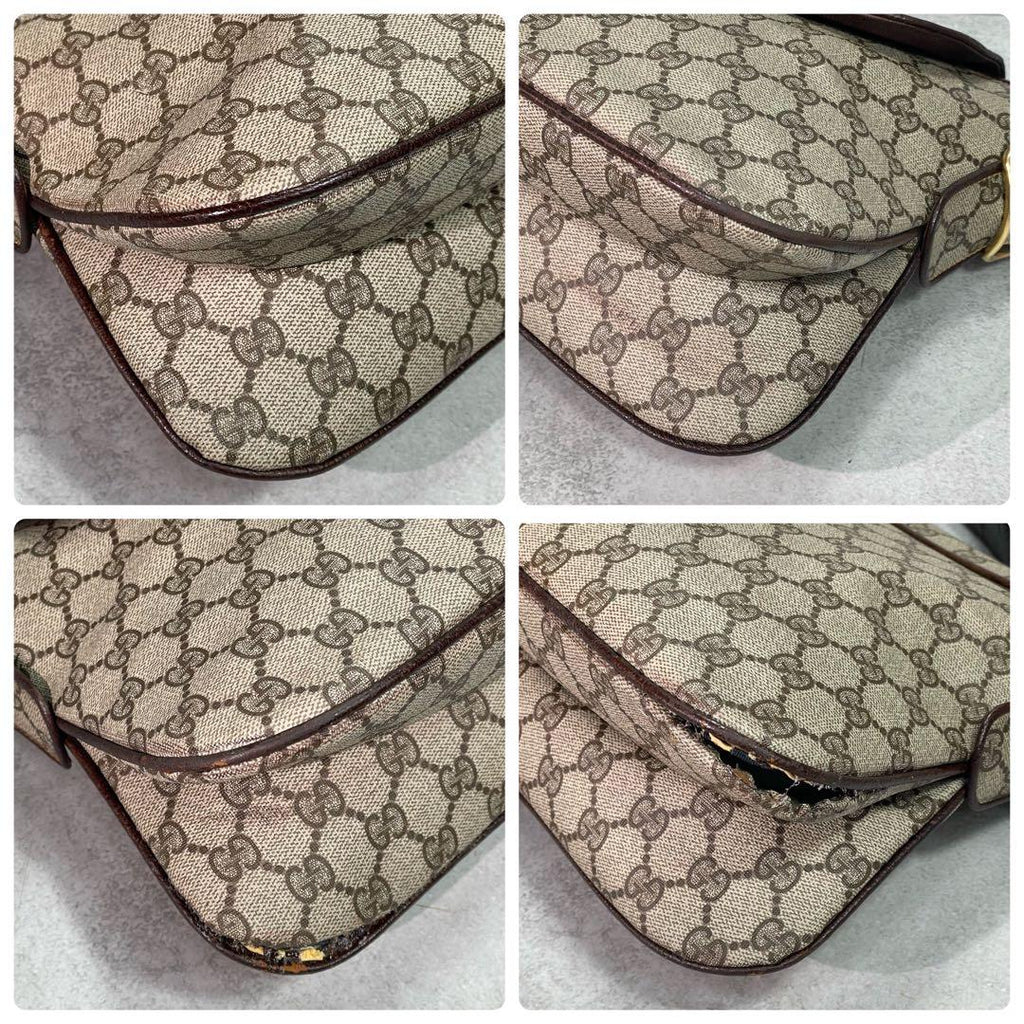 Gucci GG Shoulder Bag Brown Beige Leather Logo — view 9