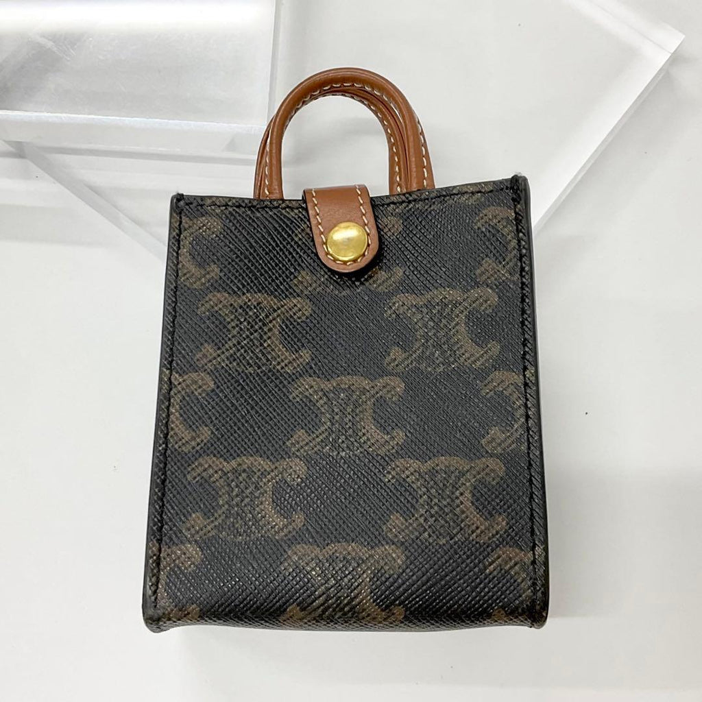 Celine Triomphe Canvas Logo Charm Micro Vertical Cabas — view 3