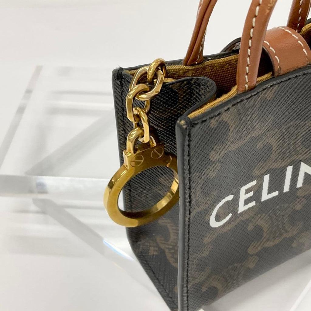 Celine Triomphe Canvas Logo Charm Micro Vertical Cabas — view 5