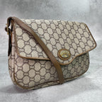 Gucci GG Shoulder Bag Brown Beige Leather Logo
