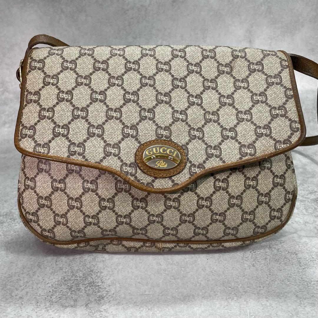 Gucci GG Shoulder Bag Brown Beige Leather Logo — view 2