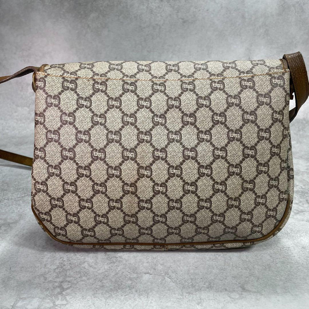 Gucci GG Shoulder Bag Brown Beige Leather Logo — view 3
