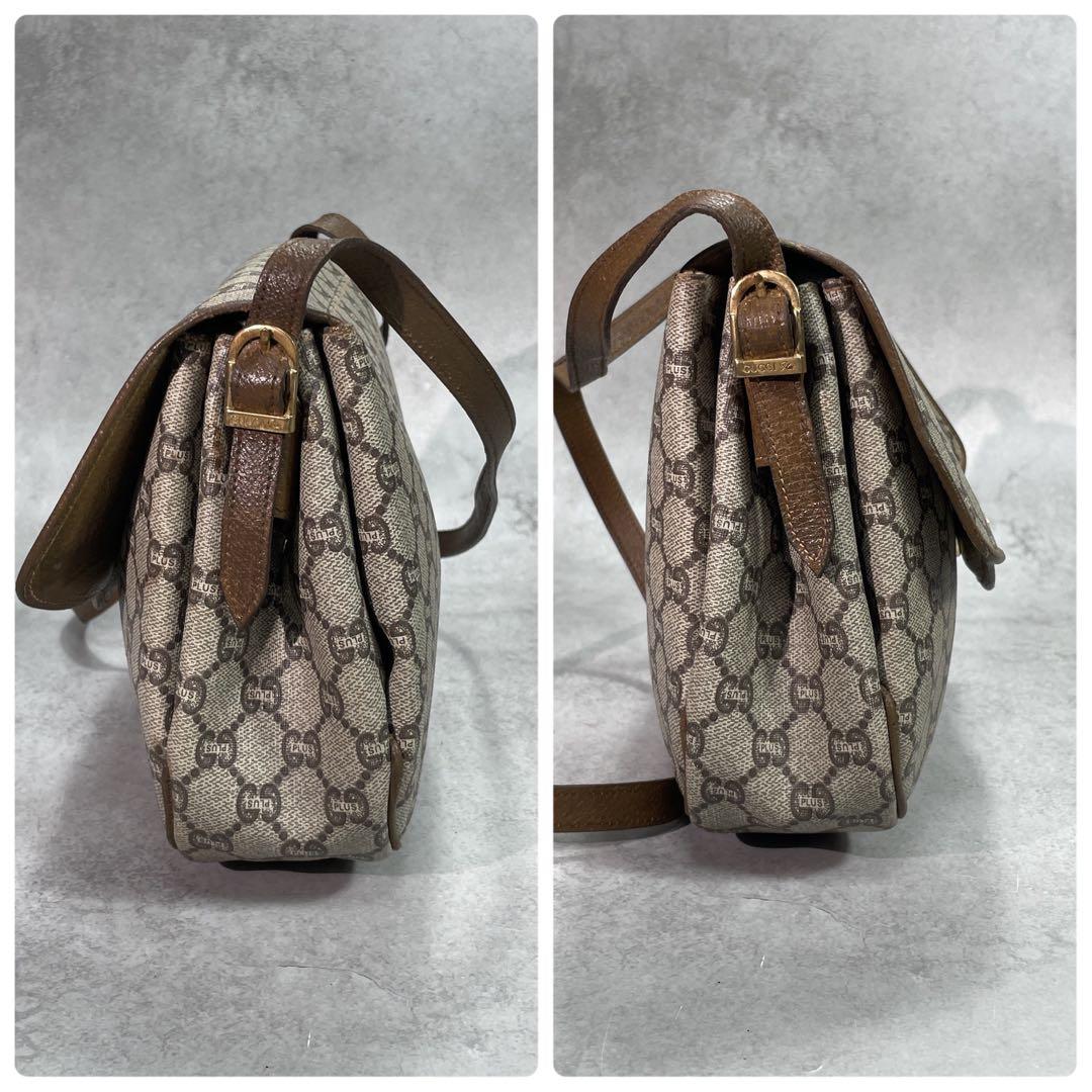 Gucci GG Shoulder Bag Brown Beige Leather Logo — view 6