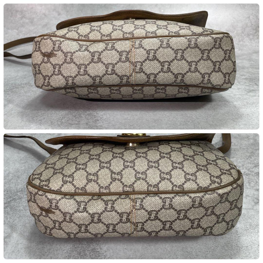 Gucci GG Shoulder Bag Brown Beige Leather Logo — view 7