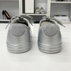 Chanel CC Logo Suede Leather Sneakers Gray Silver — view 5
