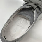 Chanel CC Logo Suede Leather Sneakers Gray Silver — view 7