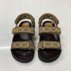 Gucci GG Marmont Canvas Double Strap Sandals Beige — view 2