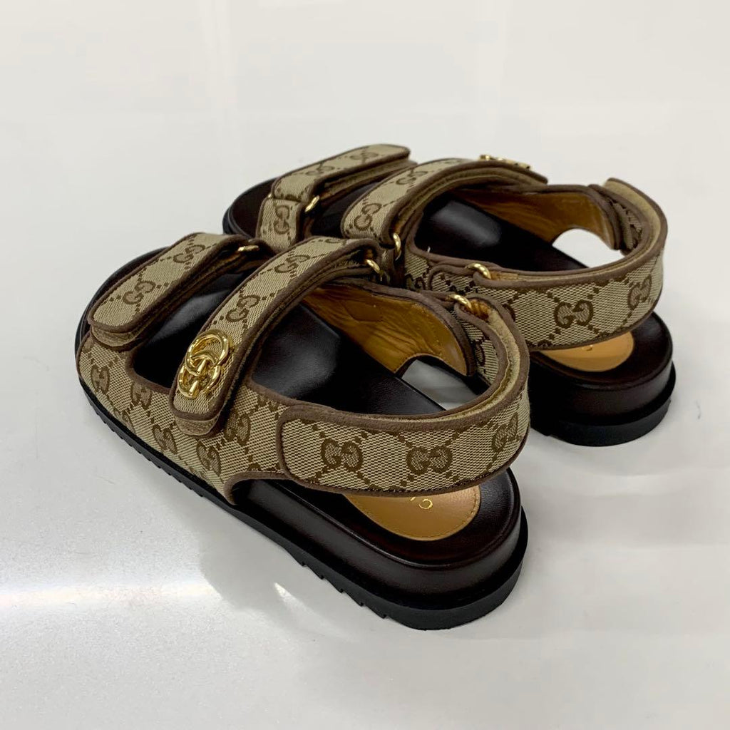 Gucci GG Marmont Canvas Double Strap Sandals Beige — view 4