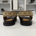 Gucci GG Marmont Canvas Double Strap Sandals Beige — view 5