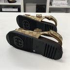 Gucci GG Marmont Canvas Double Strap Sandals Beige — view 6