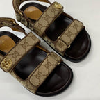 Gucci GG Marmont Canvas Double Strap Sandals Beige — view 9