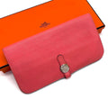 Hermes Dogon Long Pink Togo Silver Wallet Bifold Leather
