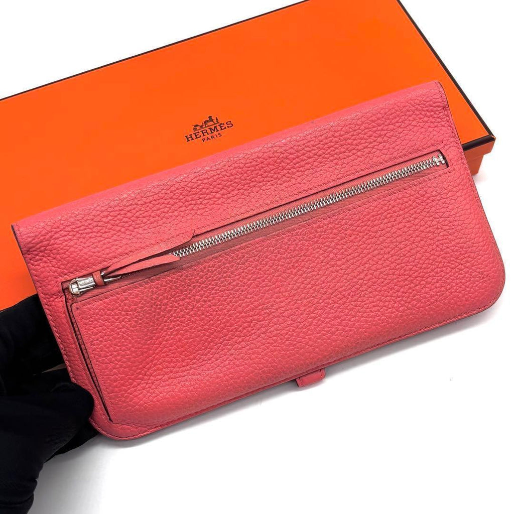 Hermes Dogon Long Pink Togo Silver Wallet Bifold Leather — view 2