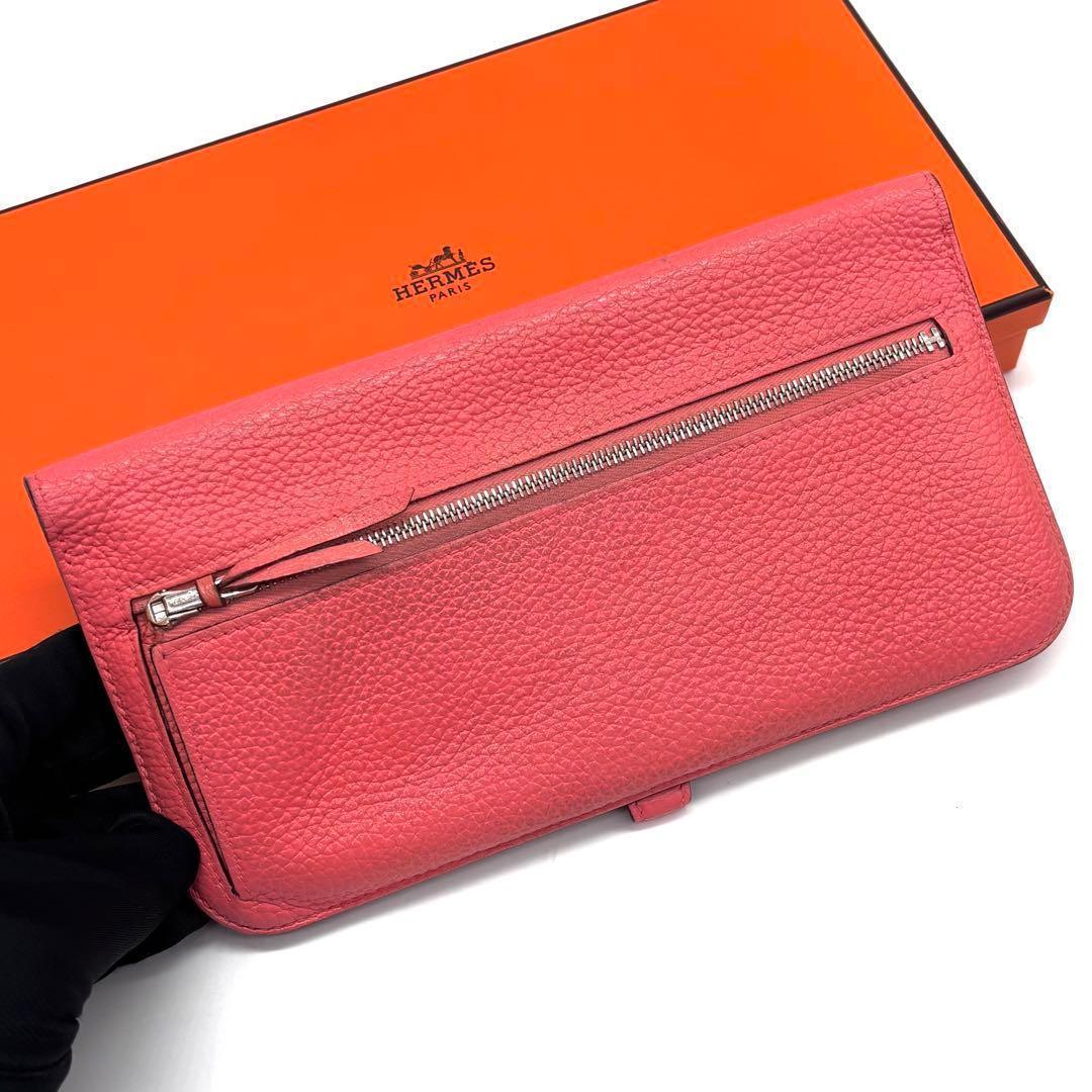 Hermes Dogon Long Pink Togo Silver Wallet Bifold Leather — view 2