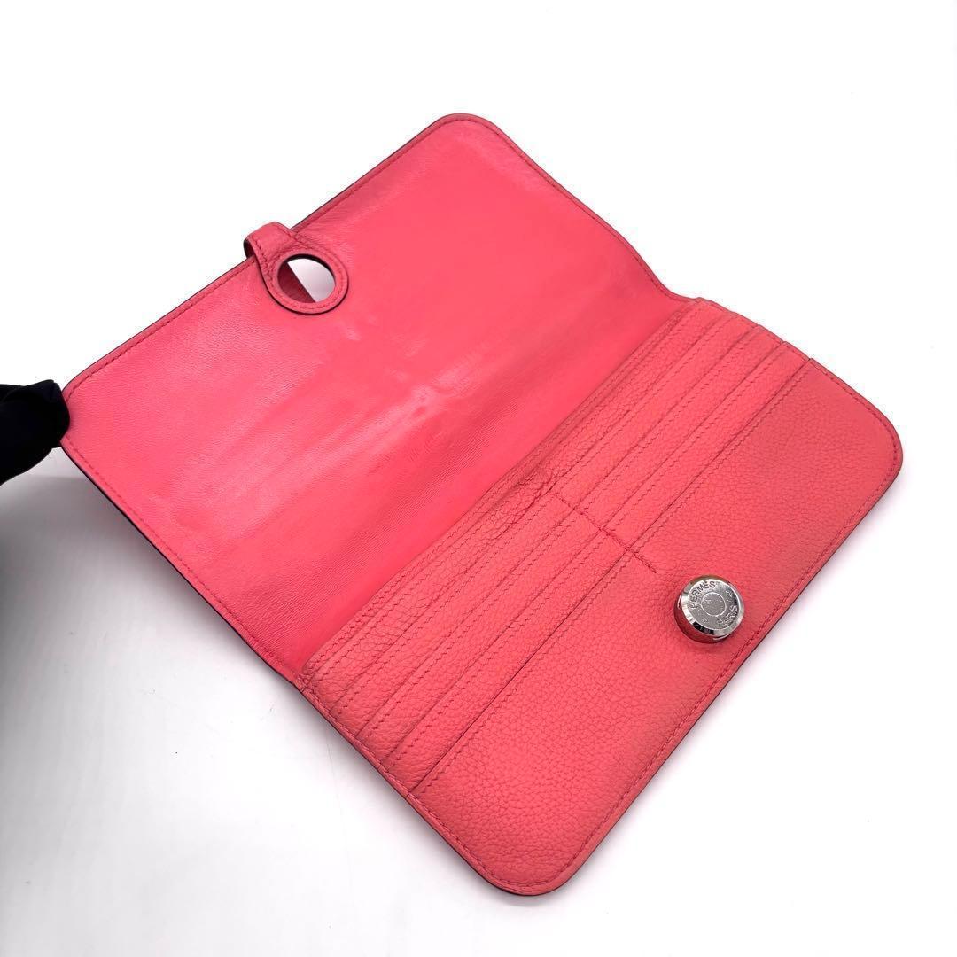 Hermes Dogon Long Pink Togo Silver Wallet Bifold Leather — view 3