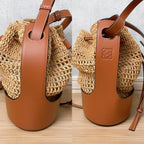 Loewe Balloon Small Bag Raffia Shoulder Back Drawstring — view 4