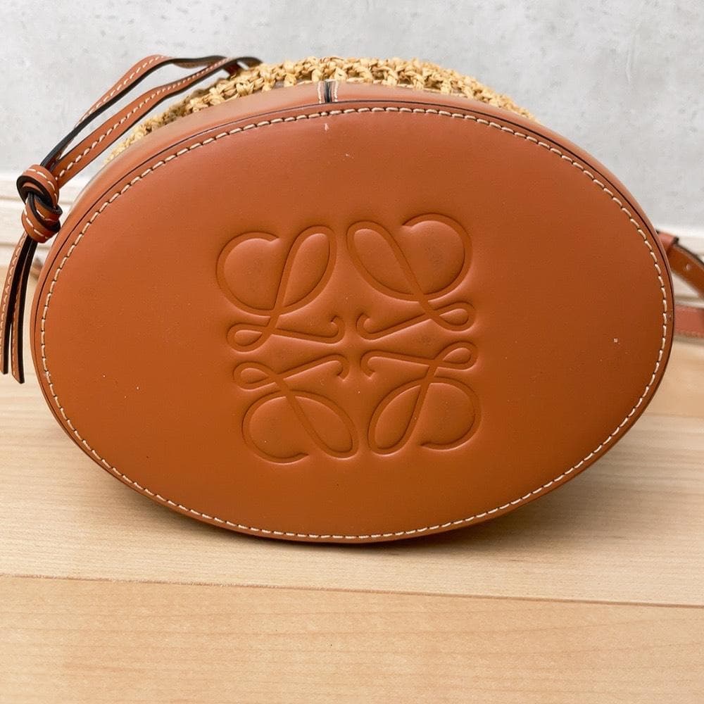 Loewe Balloon Small Bag Raffia Shoulder Back Drawstring — view 5