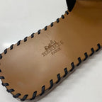 Hermes Oran Stitch Leather Sandals Black — view 7
