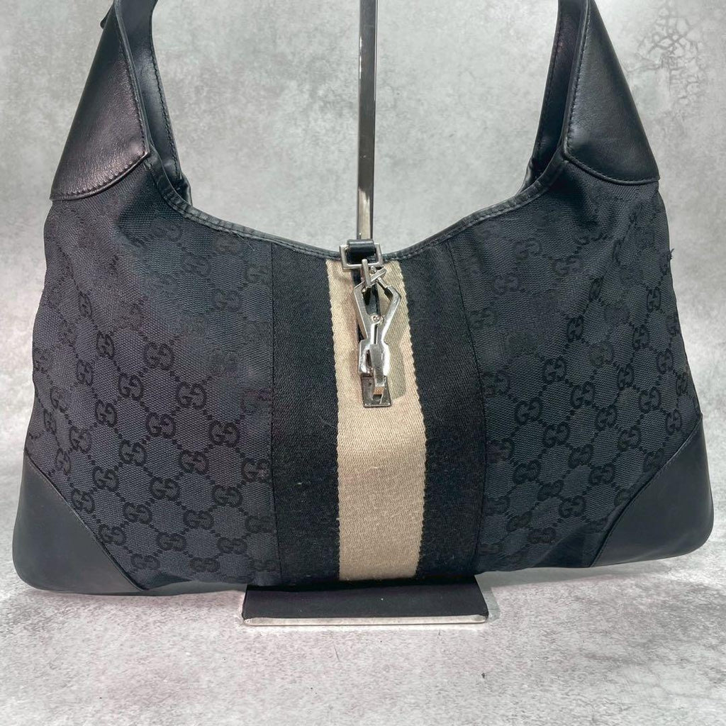 Gucci GG Sherry Line Shoulder Bag Jackie Leather Black — view 2