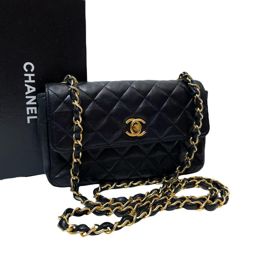 Chanel Lambskin Mini Quilted Chain Shoulder Bag CC Logo