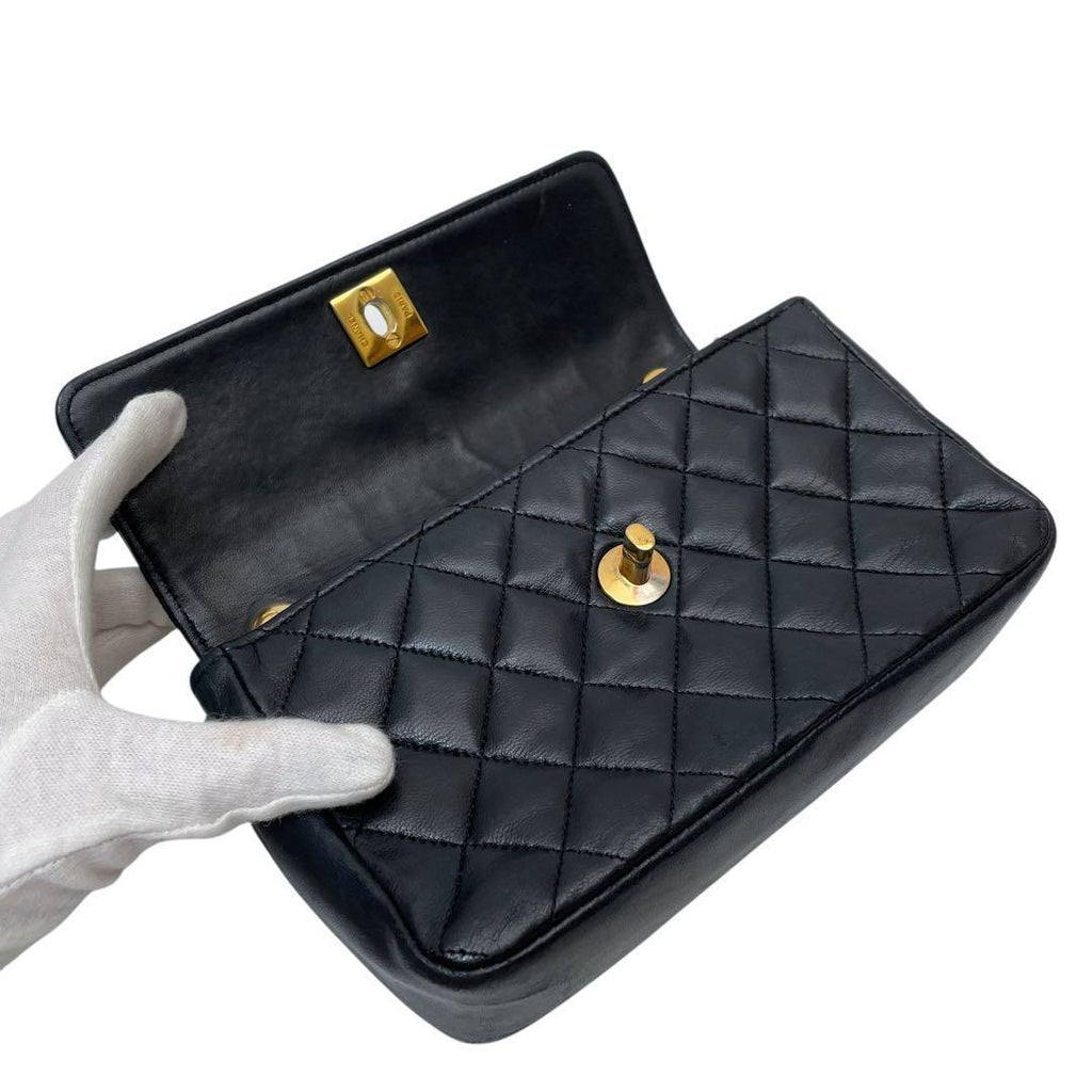 Chanel Lambskin Mini Quilted Chain Shoulder Bag CC Logo — view 3