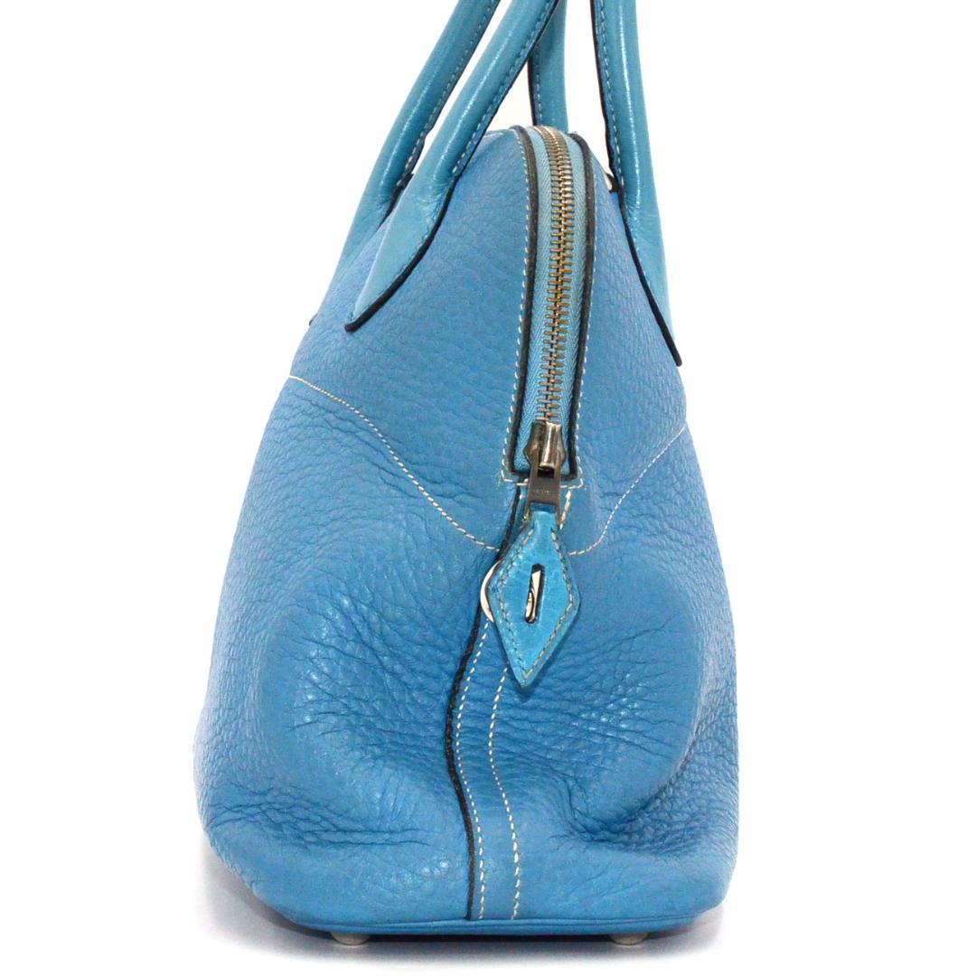Hermes Bolide 31 Taurillon Clemence Blue Jean Handbag — view 3