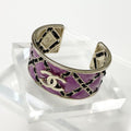 Chanel CC Logo Chain Bangle Bracelet Purple Gold