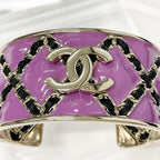 Chanel CC Logo Chain Bangle Bracelet Purple Gold — view 5