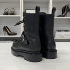 Hermes Land Leather Lace Up Short Boots Black — view 5