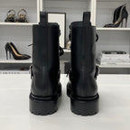 Hermes Land Leather Lace Up Short Boots Black — view 6