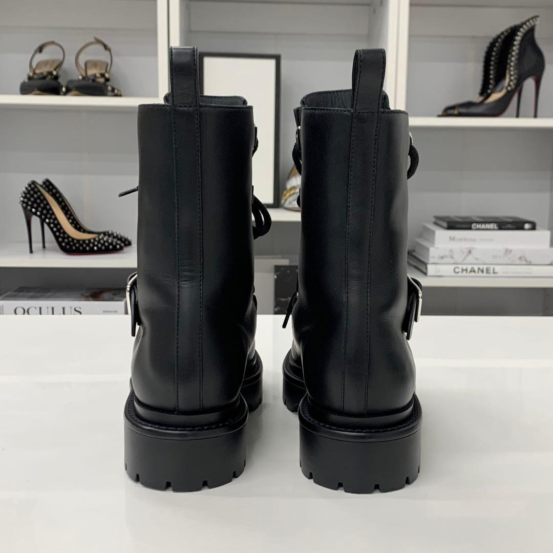 Hermes Land Leather Lace Up Short Boots Black — view 6