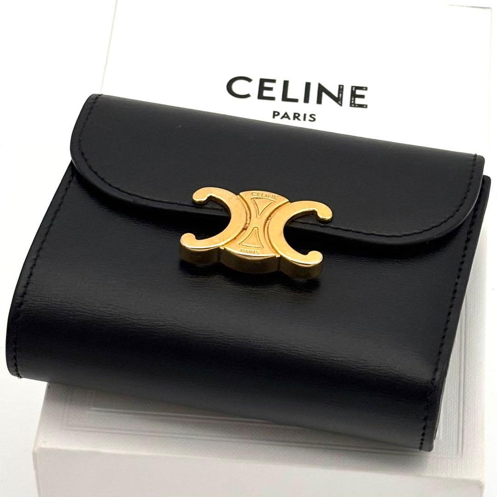 Celine Wallet Small Flap Triomphe Black